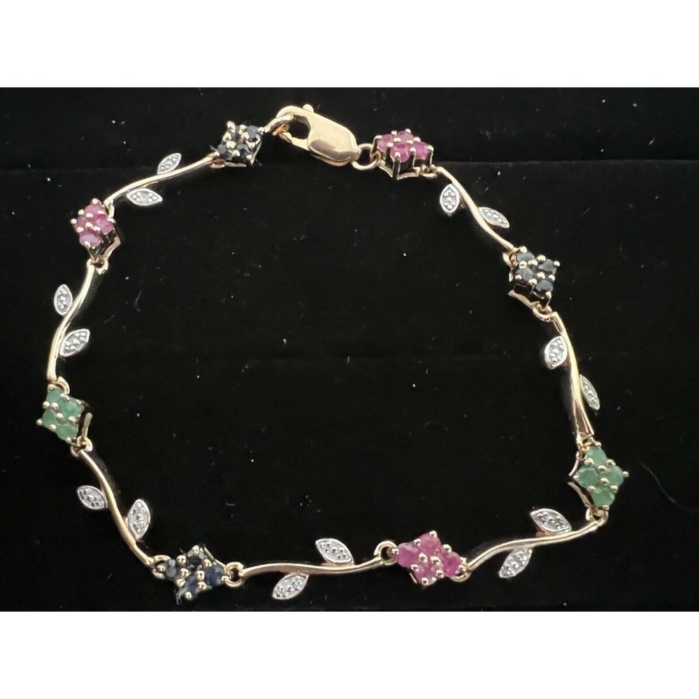 Round Multi-Stone 18K Yellow Gold Over Sterling Silver Bracelet 1.30ctw